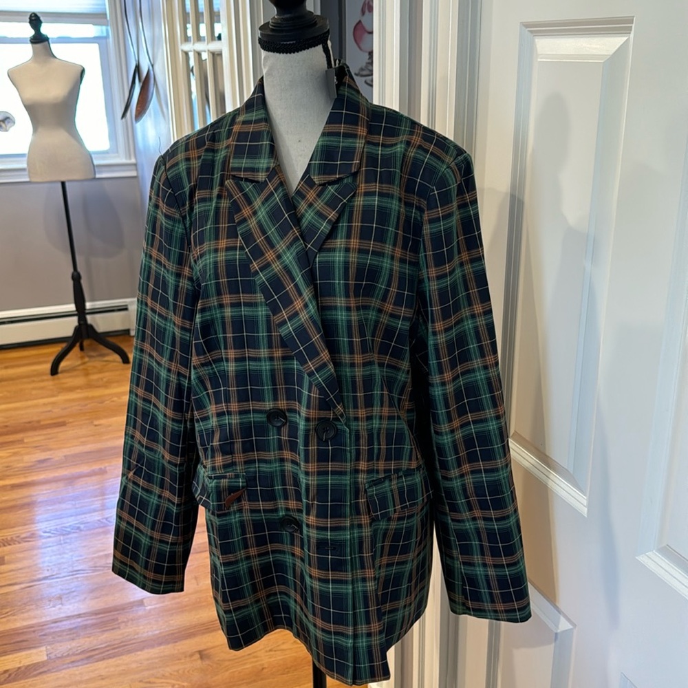 Allegra, Kay plaid double breasted jacket,XL